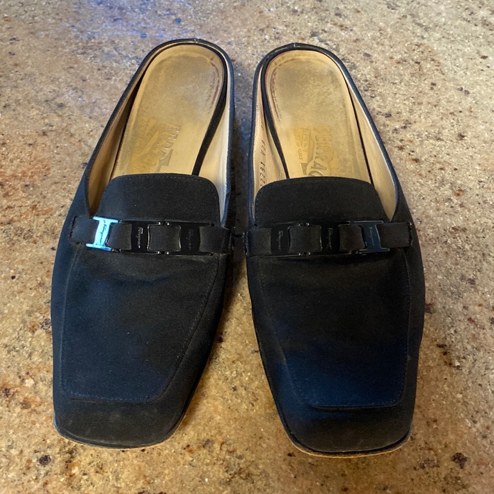 Ferraegamo mules - 2” black